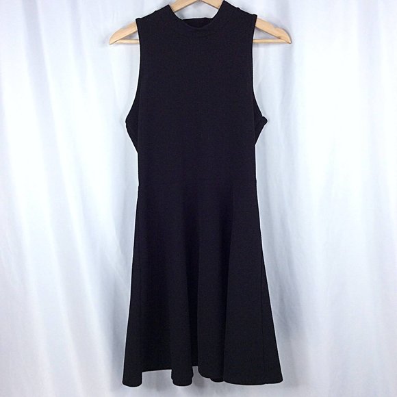Decree Tank Dress Size Large Black High Mock Neck Sleeveless Cut Out Back - Picture 1 of 6